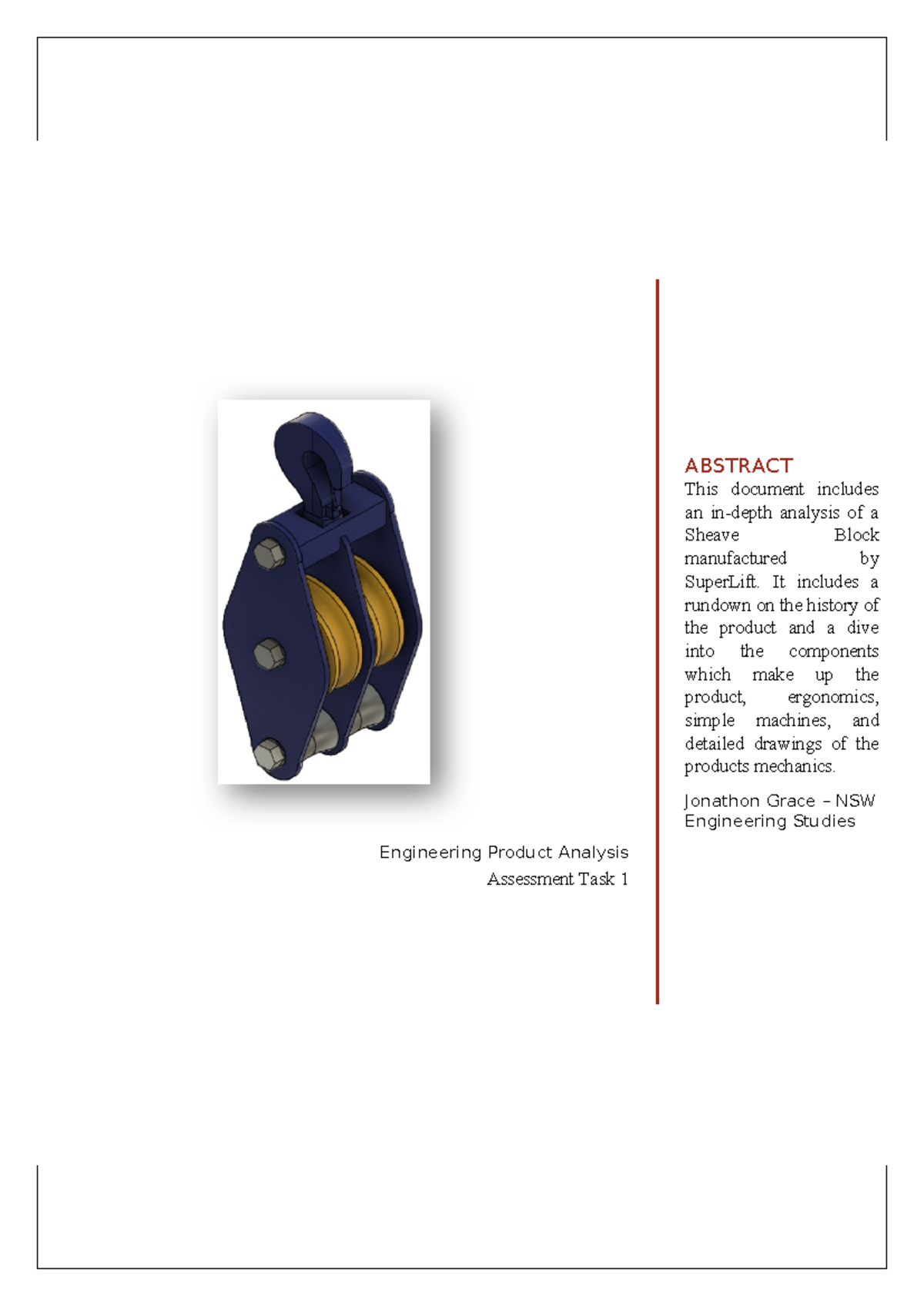 Engineering Product Analysis - Engineering Product Analysis Assessment ...