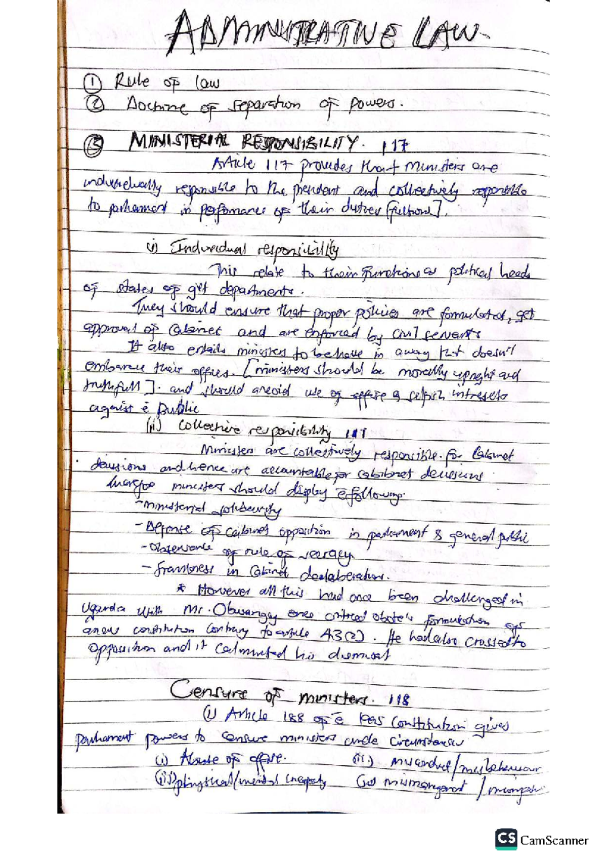 Administrative Law Study Notes (Course Code: LAW 101) - Studocu