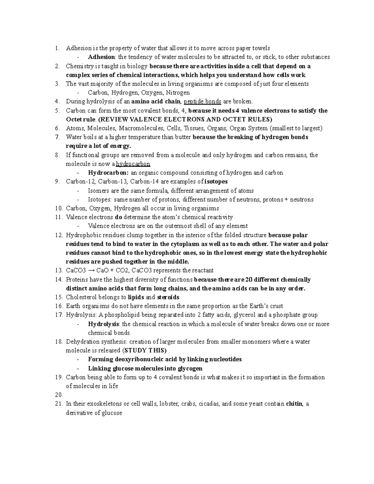 BIO 181 Exam 1 Comprehensive Study Guide and Key Concepts - Studocu