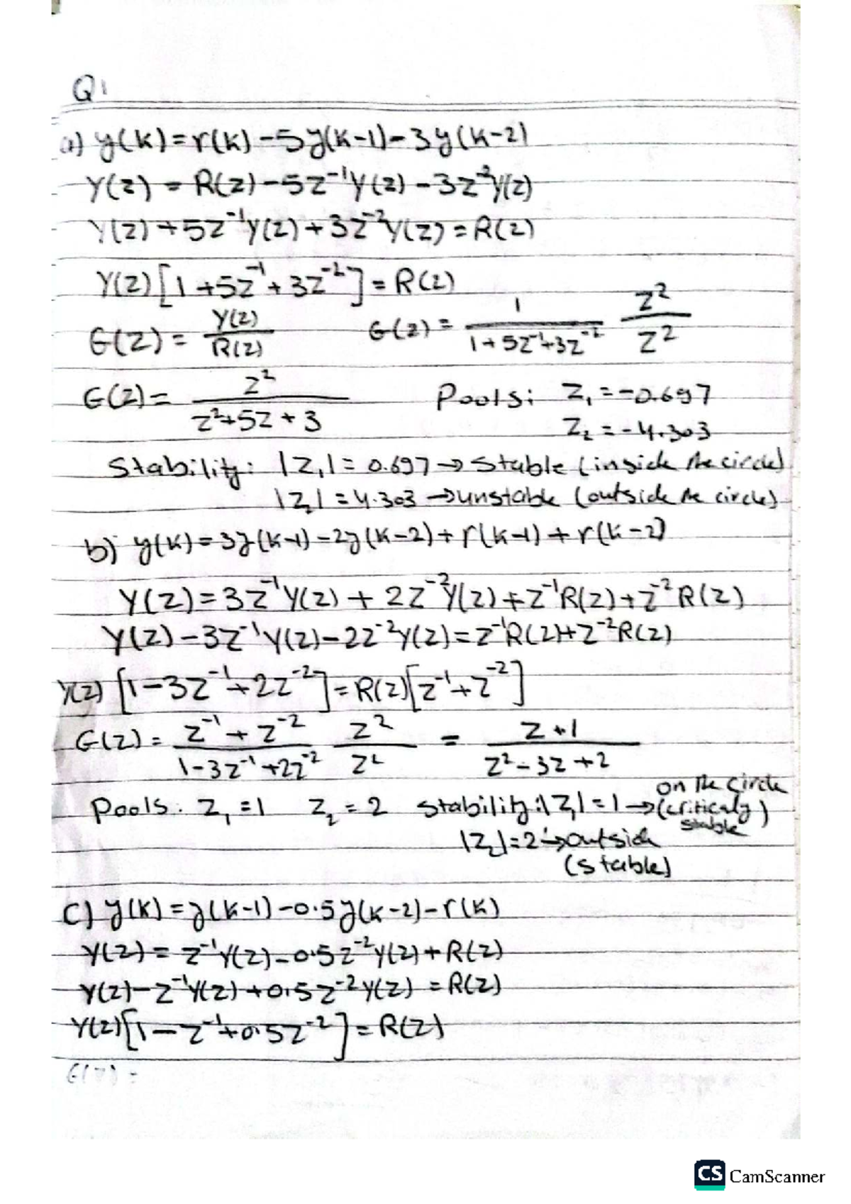 MAT 452 - Roots and Stability Analysis: Q1 & Q2 Solutions - Studocu