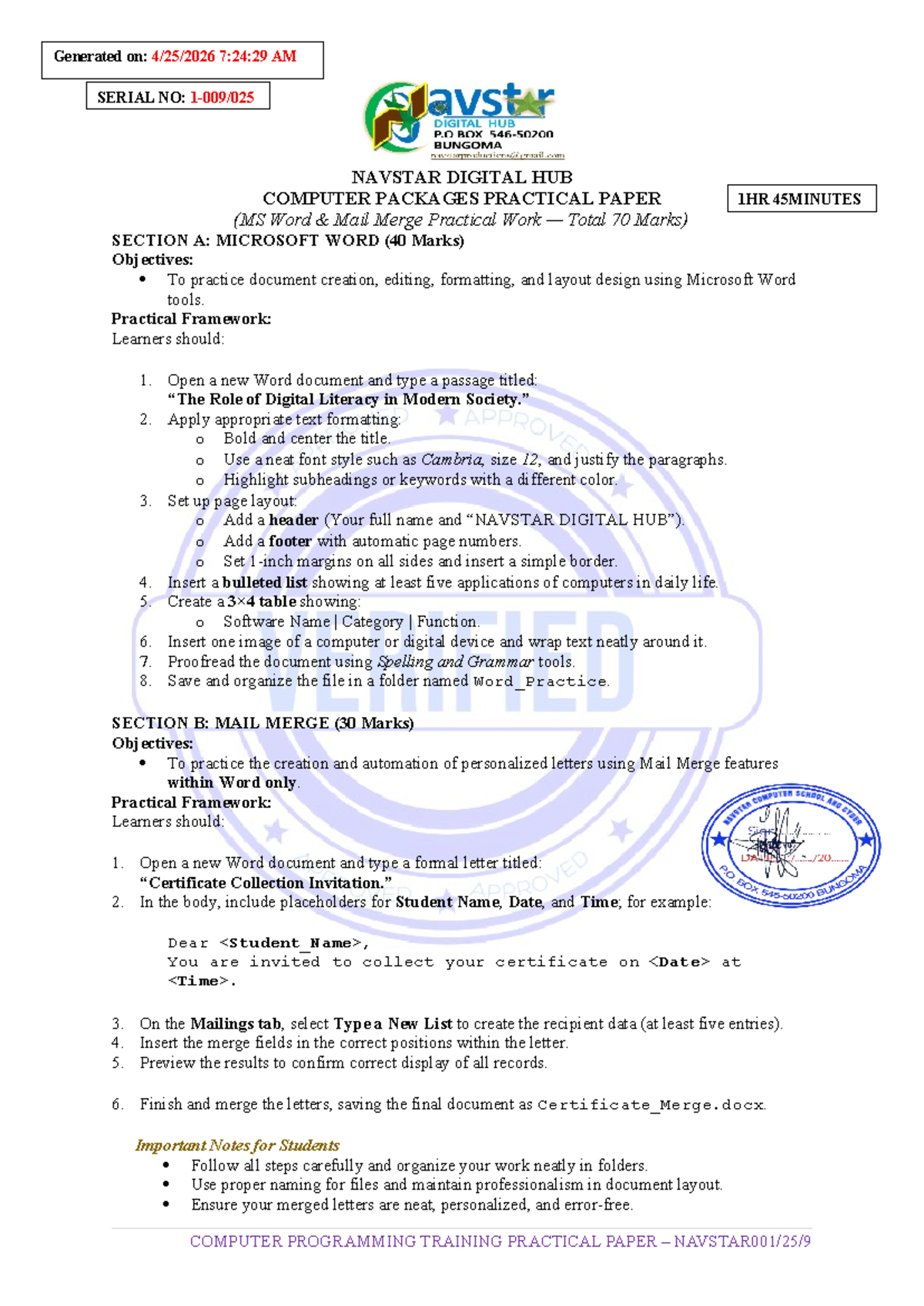 PRAC 001 - NAVSTAR Digital Hub Computer Packages Practical Guide - Studocu