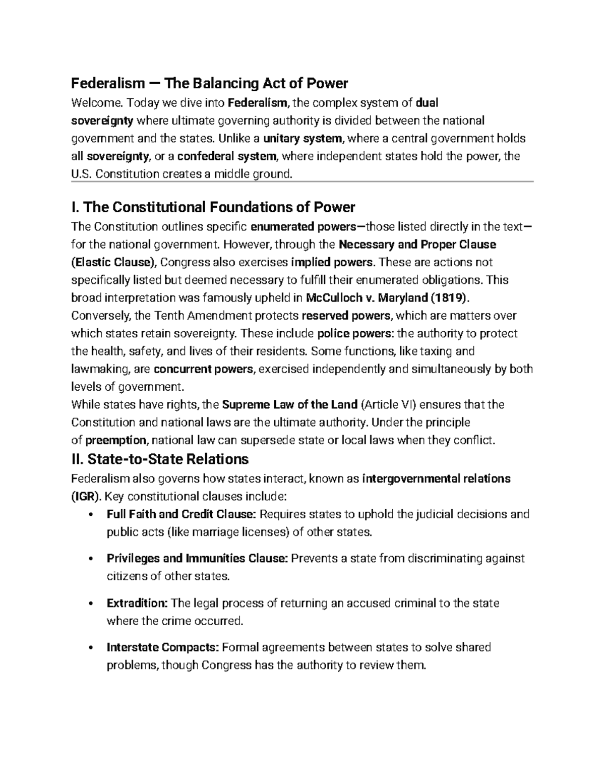 Studocu Federalism - Study notes for Democracy Now by Harrison, chapter ...