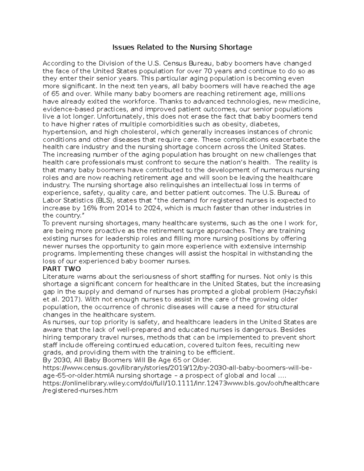 Nursing Issues: Addressing the Shortage in Healthcare System - Studocu