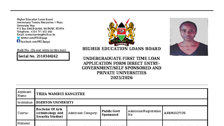 HELB Undergraduate Loan Application Form - Egerton University - Studocu