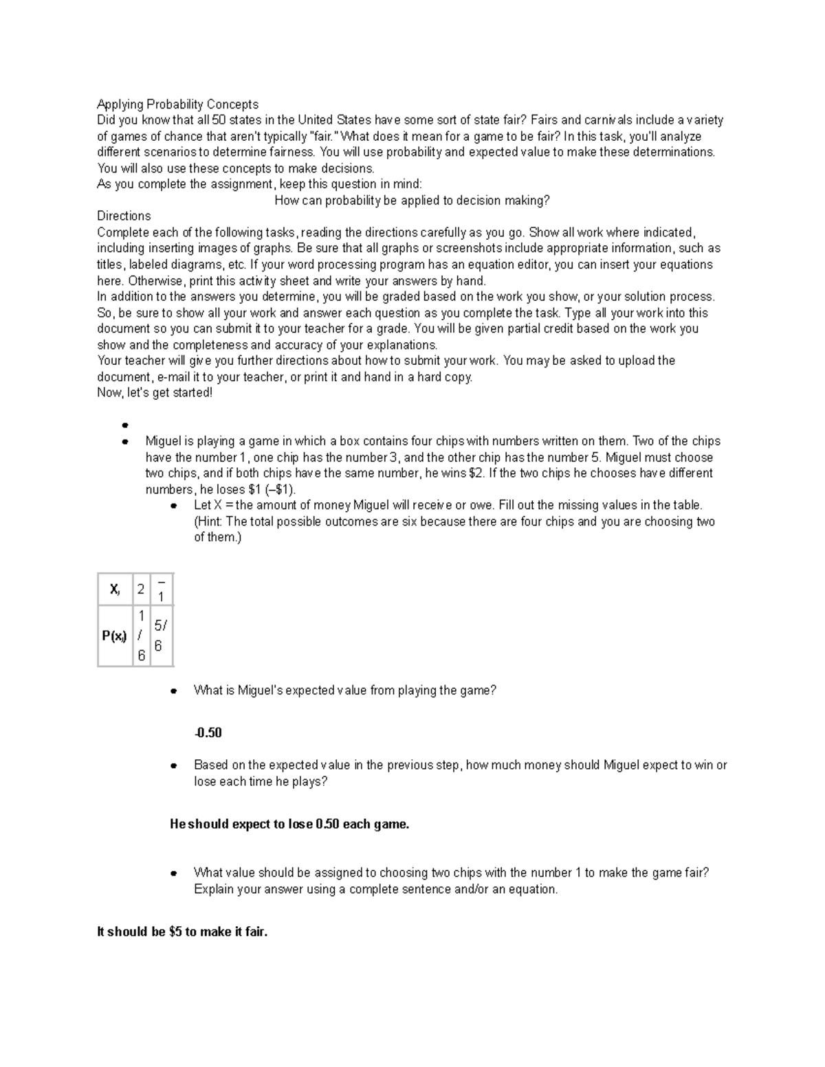 Performance Task - Applying Probability Concepts (Math 101) - Studocu