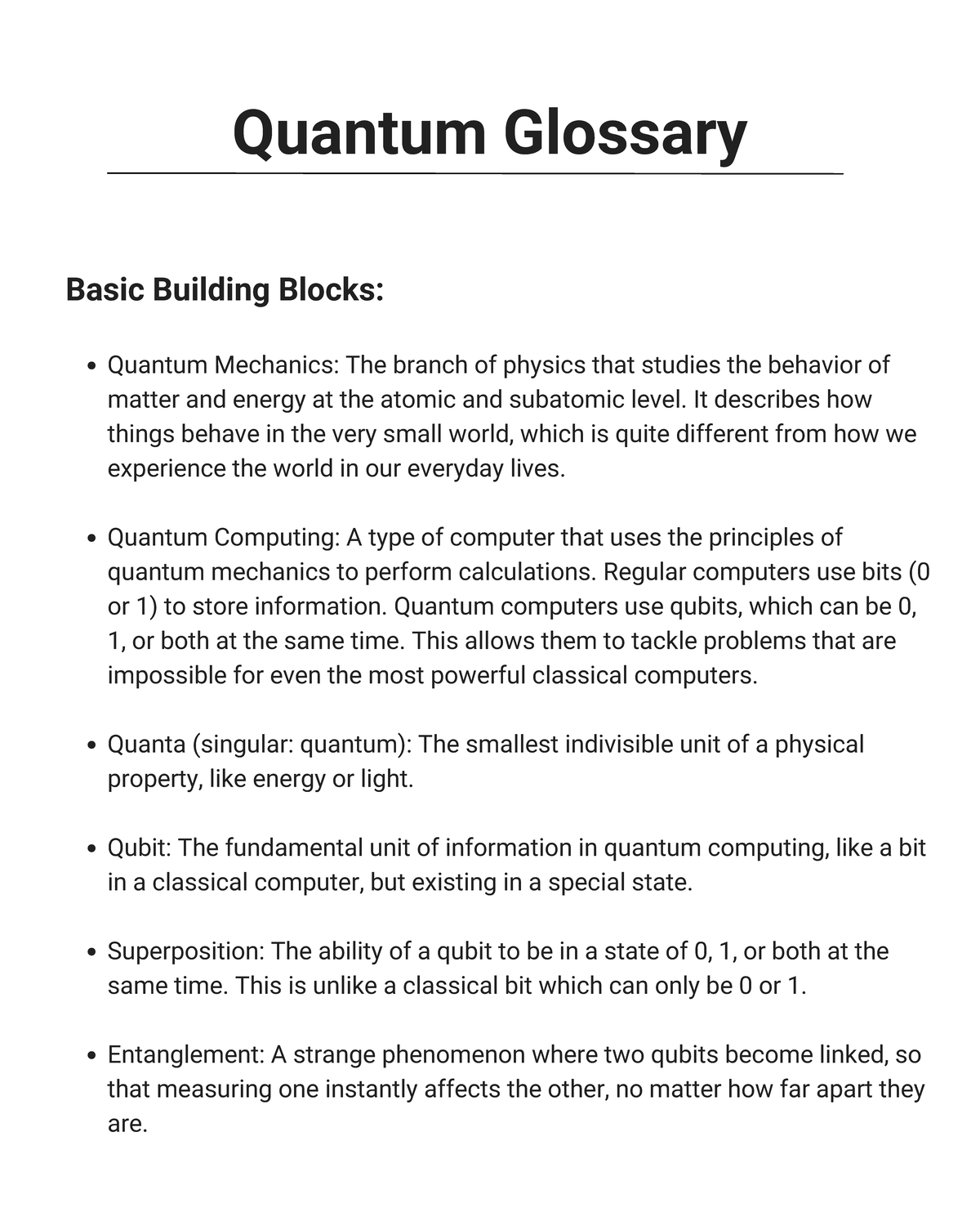 Quantum Glossary: Key Concepts in Quantum Mechanics (2024) - Studocu