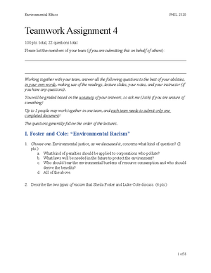 Teamwork Assignment 3 Answer Key - Teamwork Assignment 3: ANSWER KEY ...