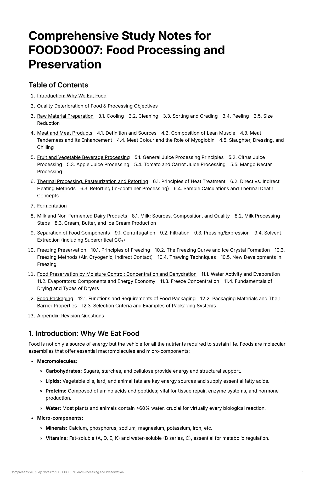 FPP 10 - Freezing Techniques and Food Preservation Summary Notes - Studocu