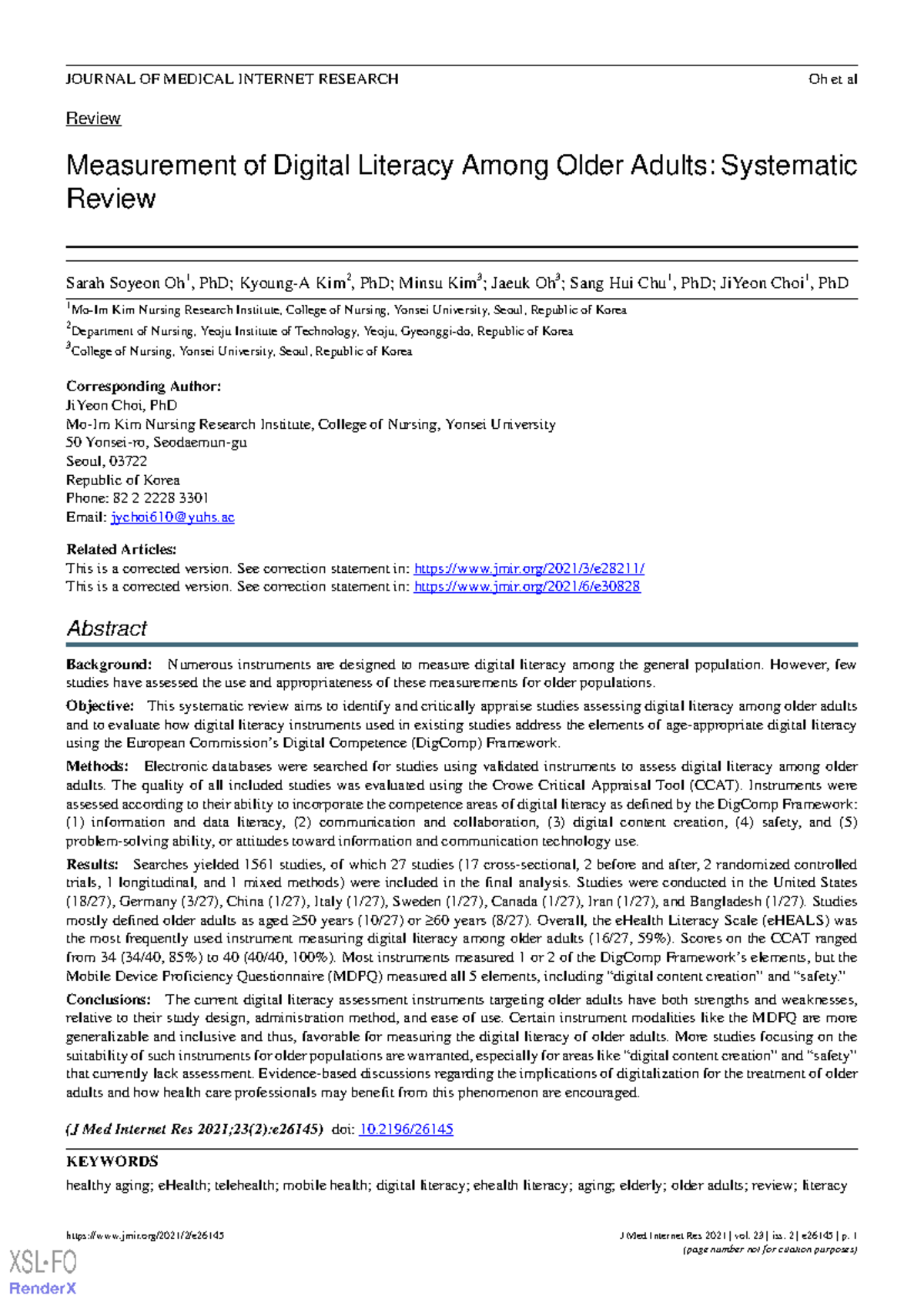Measurement of Digital Literacy Among Older Adults: A Systematic Review ...