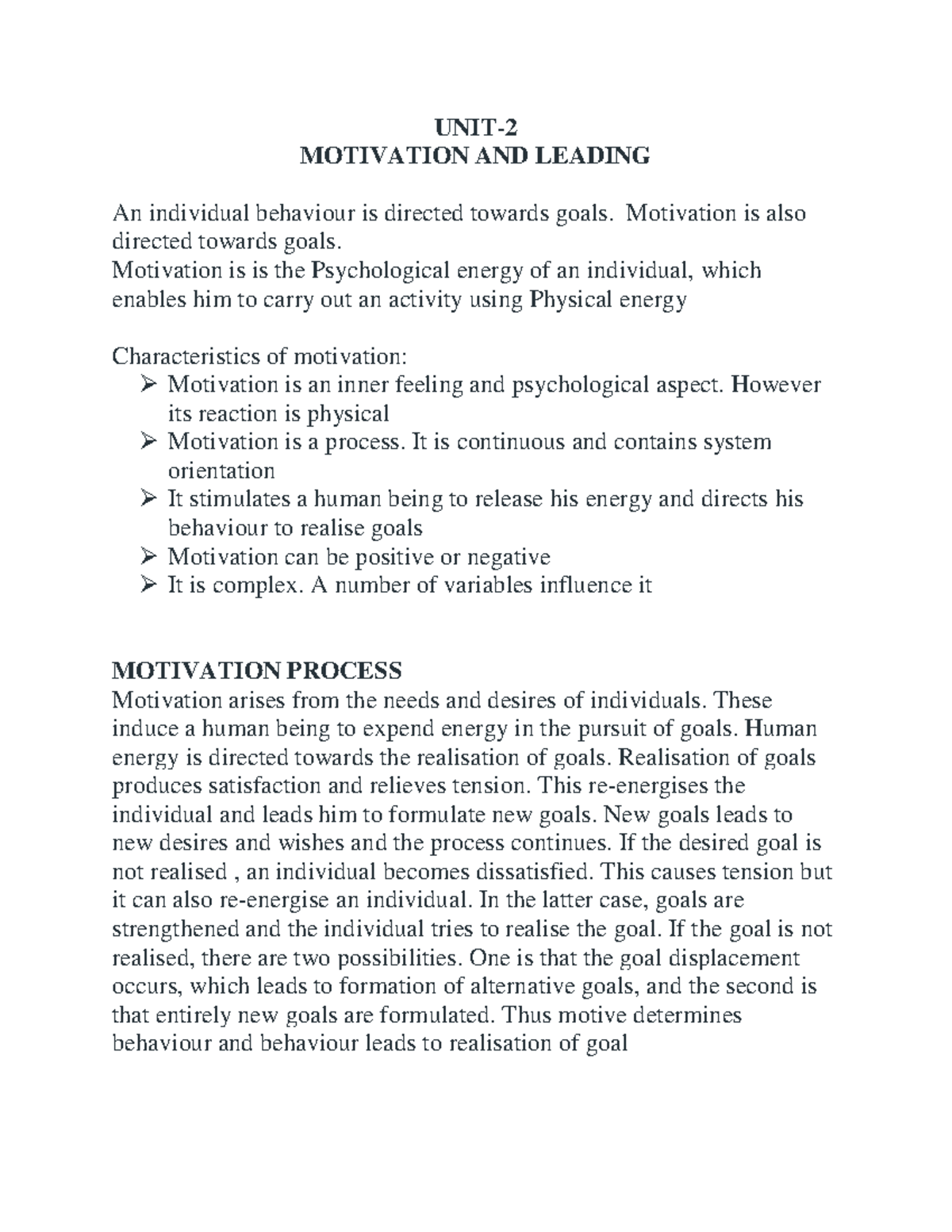 OB 2 - UNIT PDF: Understanding Motivation and Leadership Dynamics - Studocu