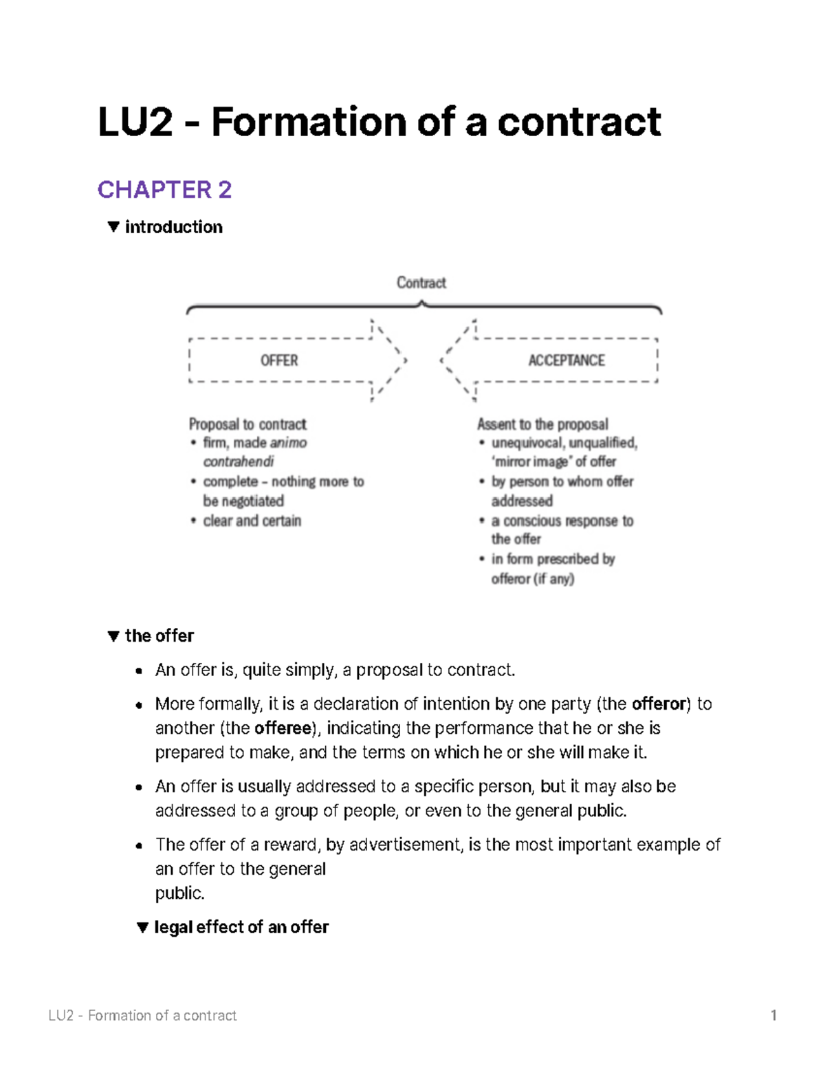 LU2 - Formation of a contract - LU2 - Formation of a contract CHAPTER 2 ...