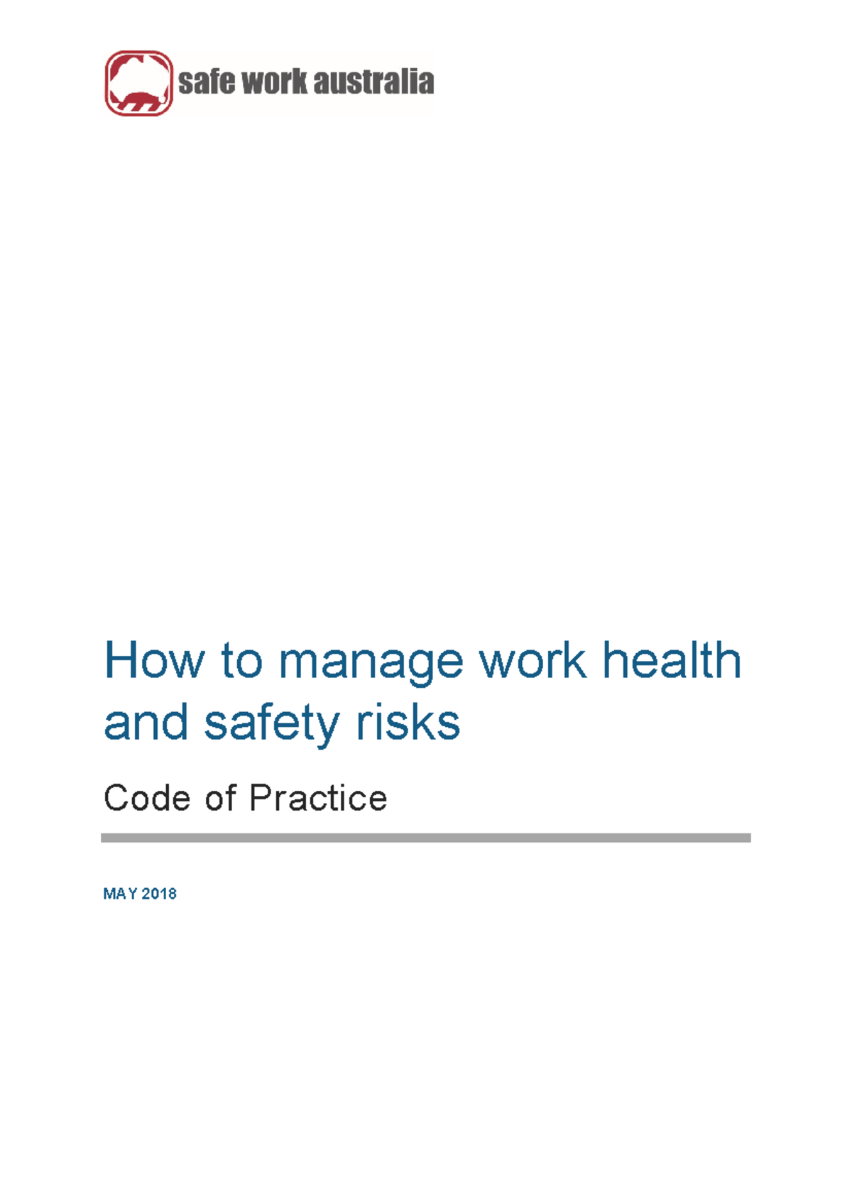 Managing Work Health and Safety Risks: Code of Practice 2018 - Studocu