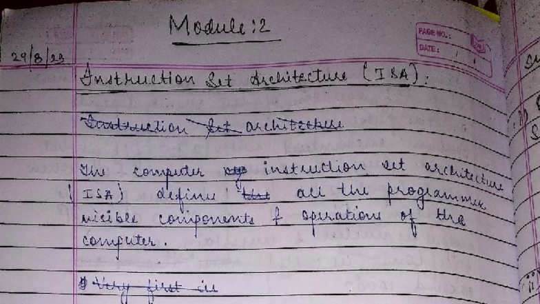 COA Mod 2 - Instruction Set Architecture (ISA) Notes - Studocu