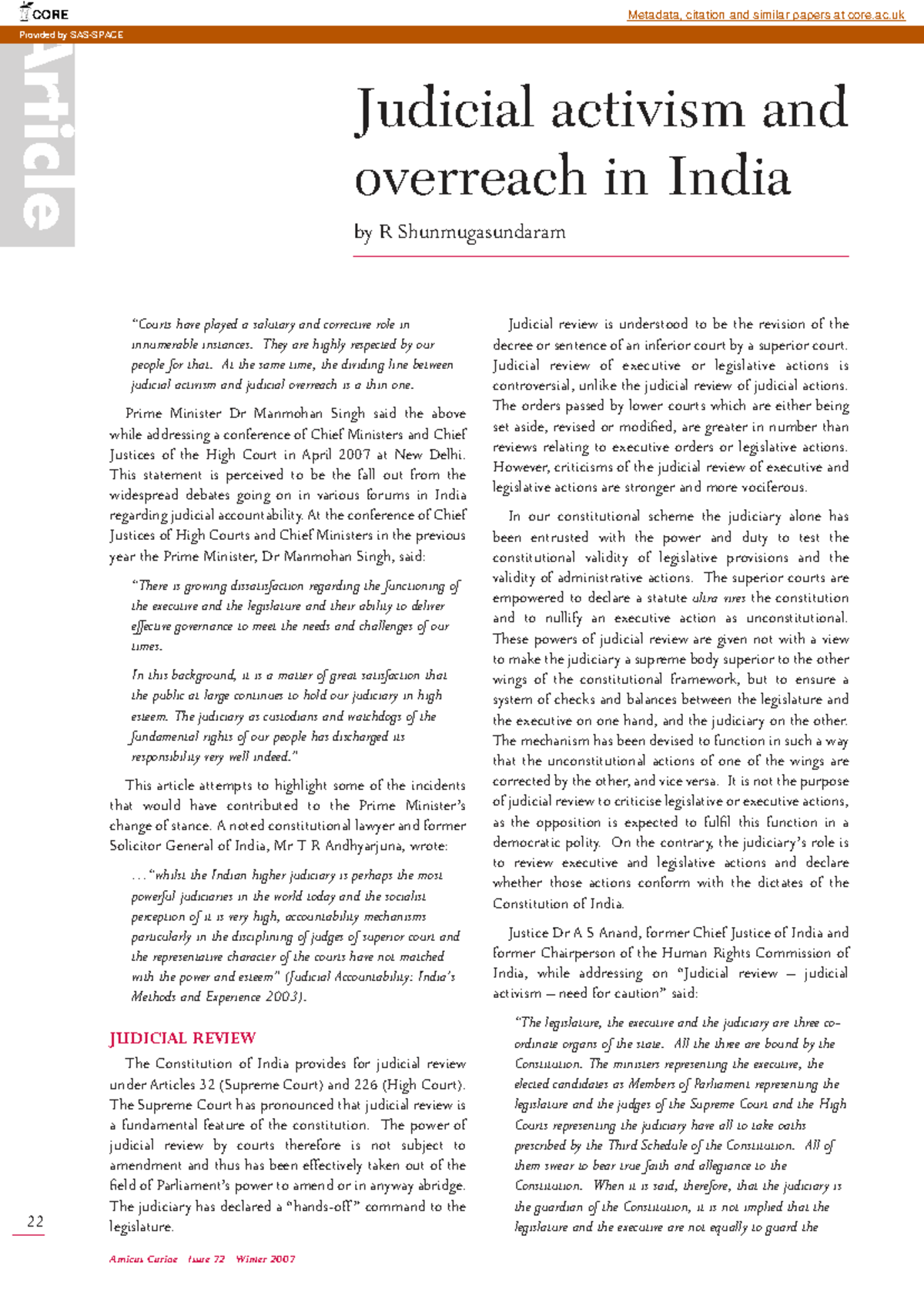 Judicial Activism and Overreach in India: An Analysis (LAW 101) - Studocu