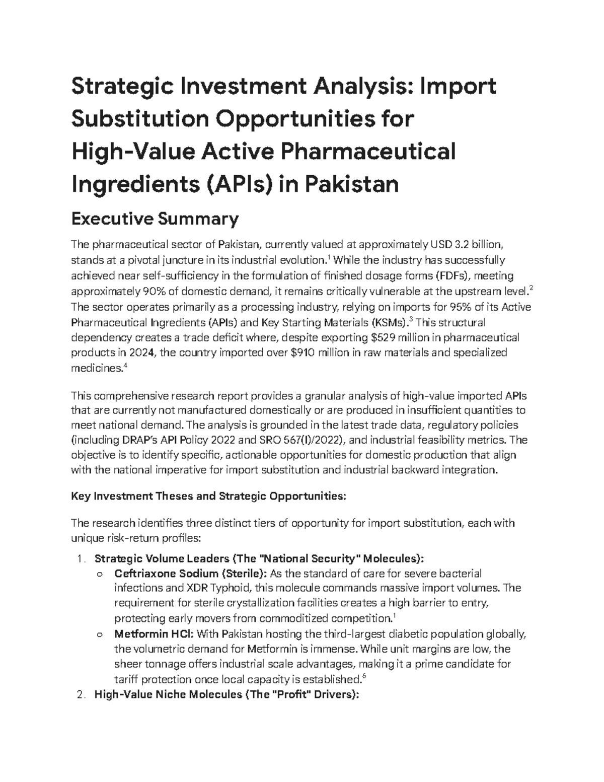 Pakistan API Import Substitution Opportunities: Strategic Investment ...