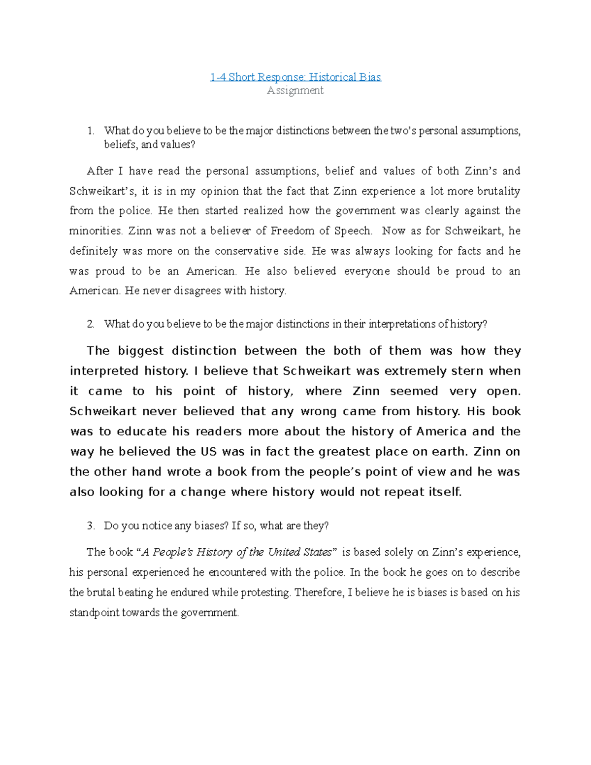 Historical bias 1-4 - assignment - 1-4 Short Response: Historical Bias ...