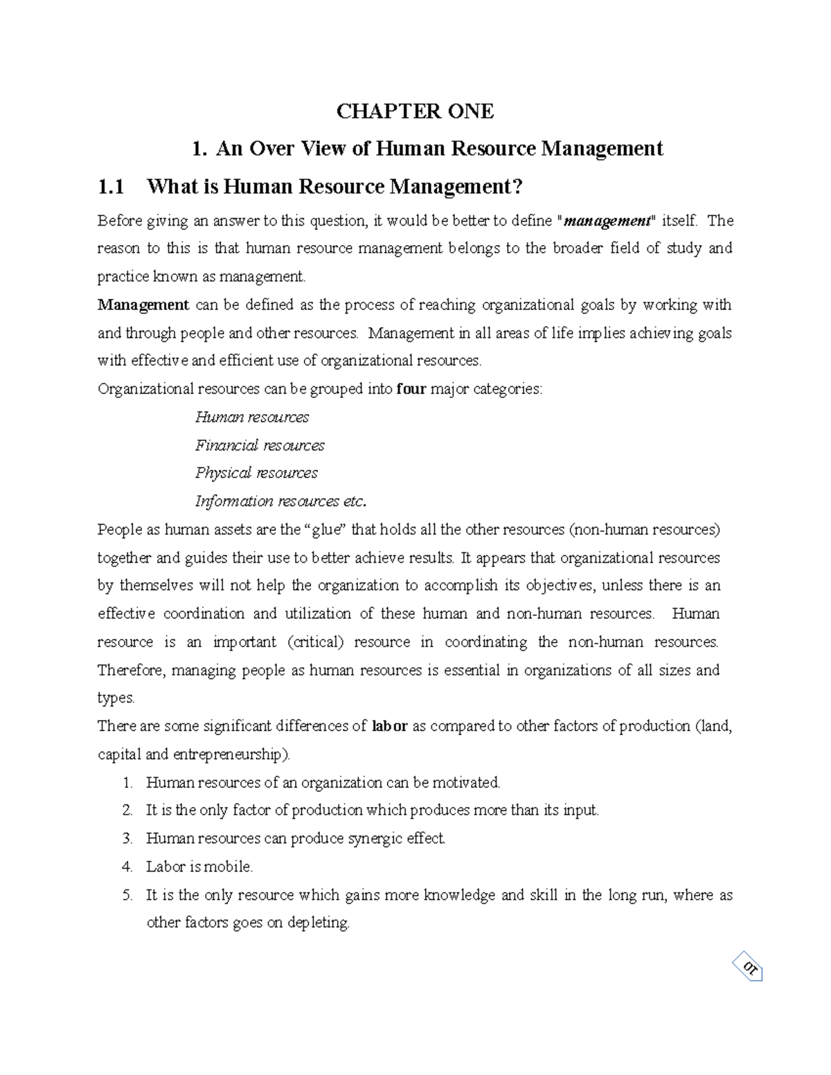 HRM CH - 1: Overview and Importance of Human Resource Management - Studocu