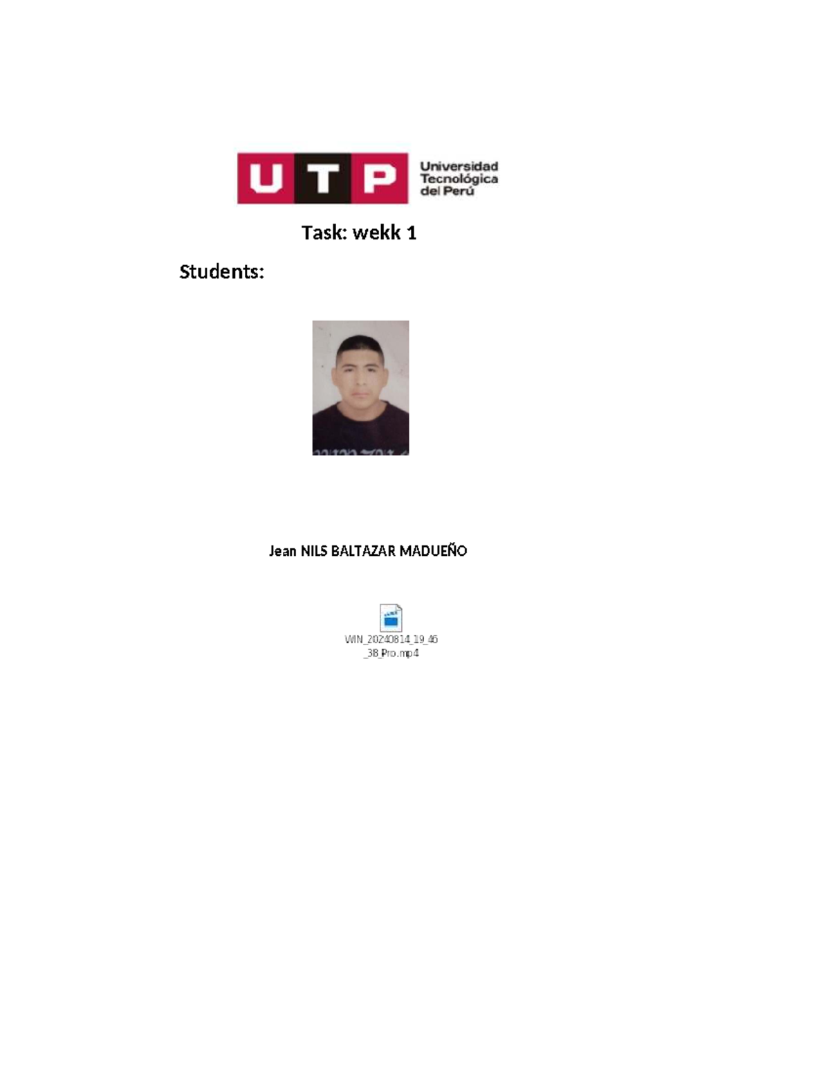 TASK WEEK 1 - confiable - Inglés I - UTP Universidad Tecnológica del ...