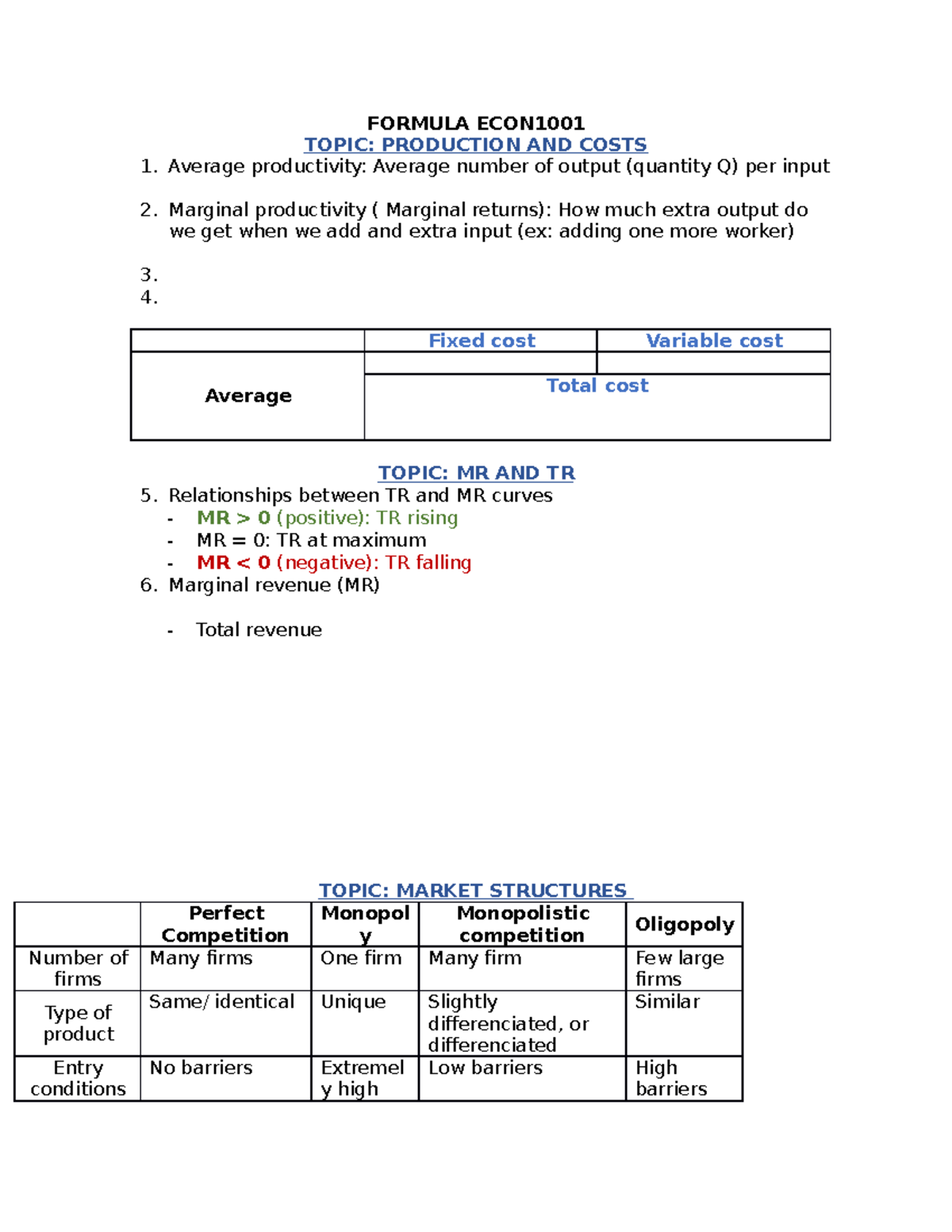 NOTE ECON Final - Note of formula note and 4 economic markets - FORMULA ...