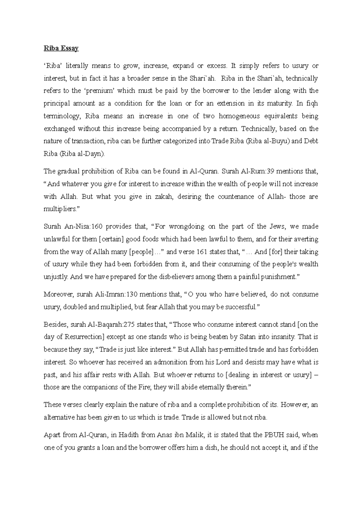 Riba completed content - Riba Essay ‘Riba’ literally means to grow ...