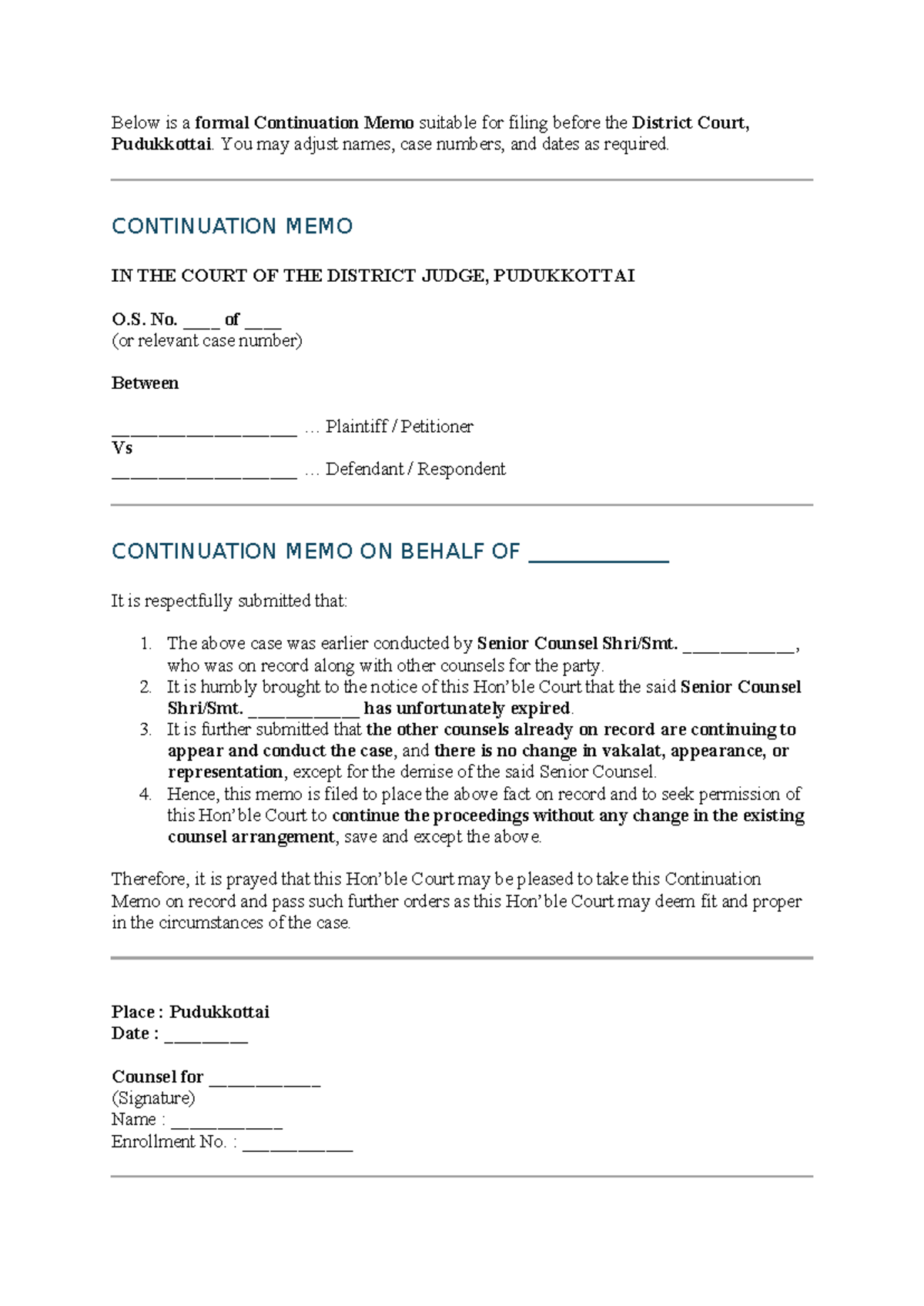 Continuation Memo for District Court Filing - SPL C.C. No. 32/2025 ...