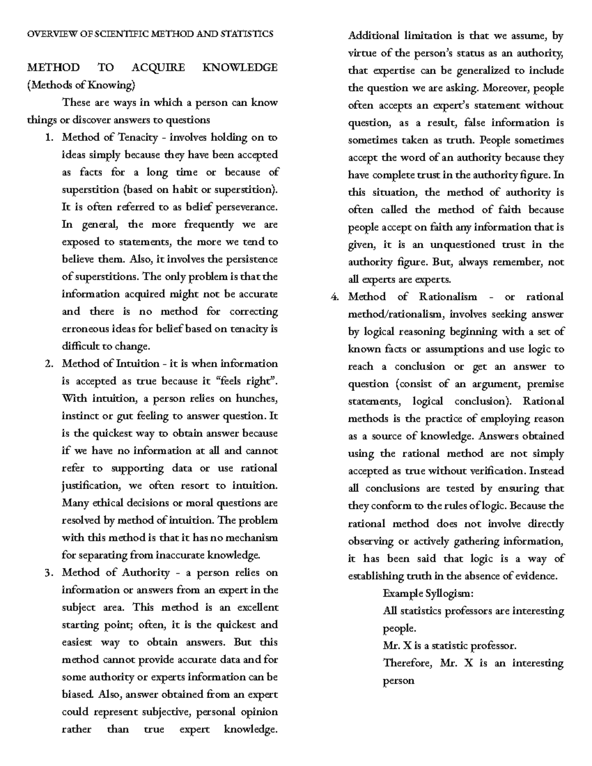 PSY 101: Overview of Scientific Method and Statistics Fundamentals ...