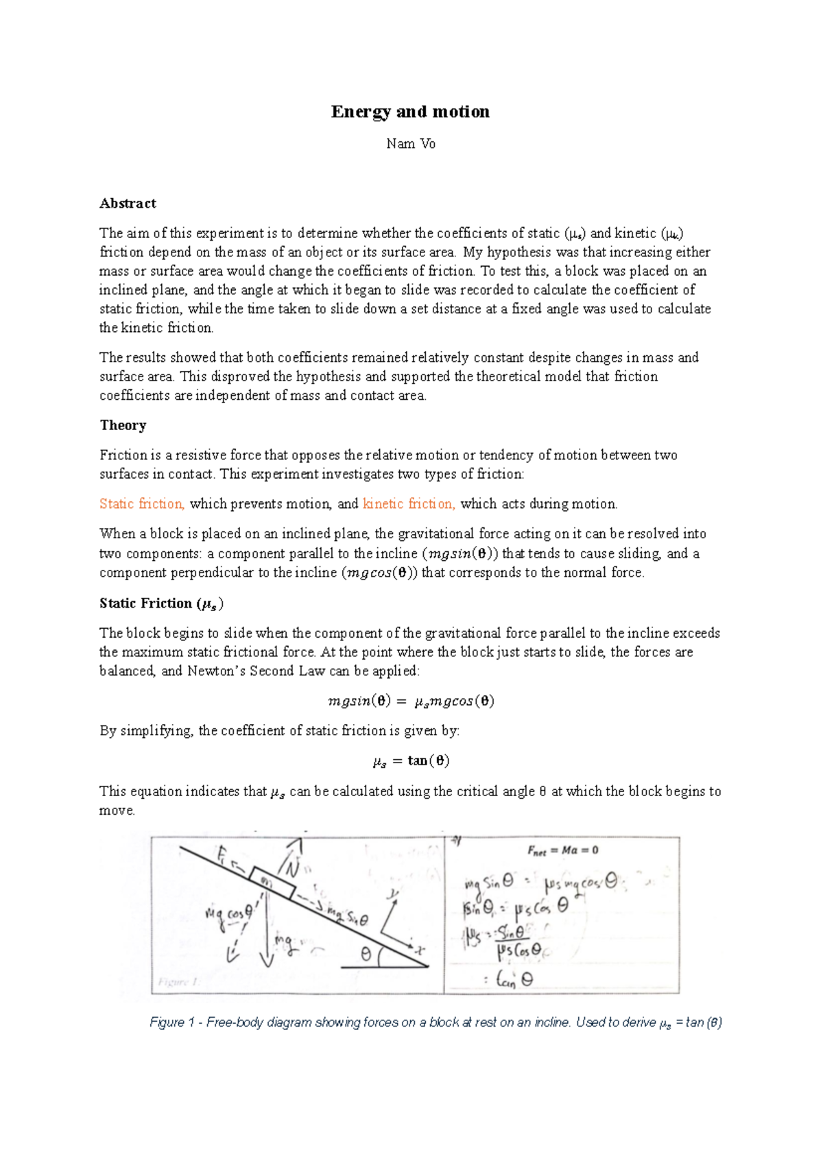 Experiment on Friction Coefficients: Static & Kinetic Analysis (PHY101 ...