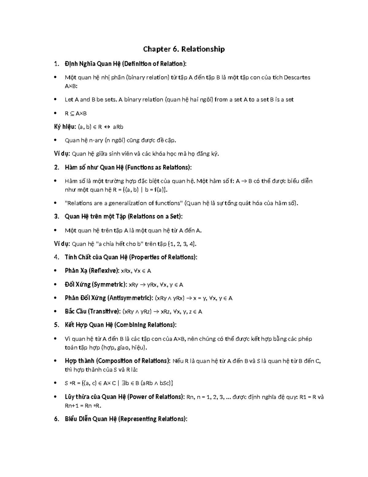 Chapter 6: Relationship and Counting in Sets (MATH101) - Studocu