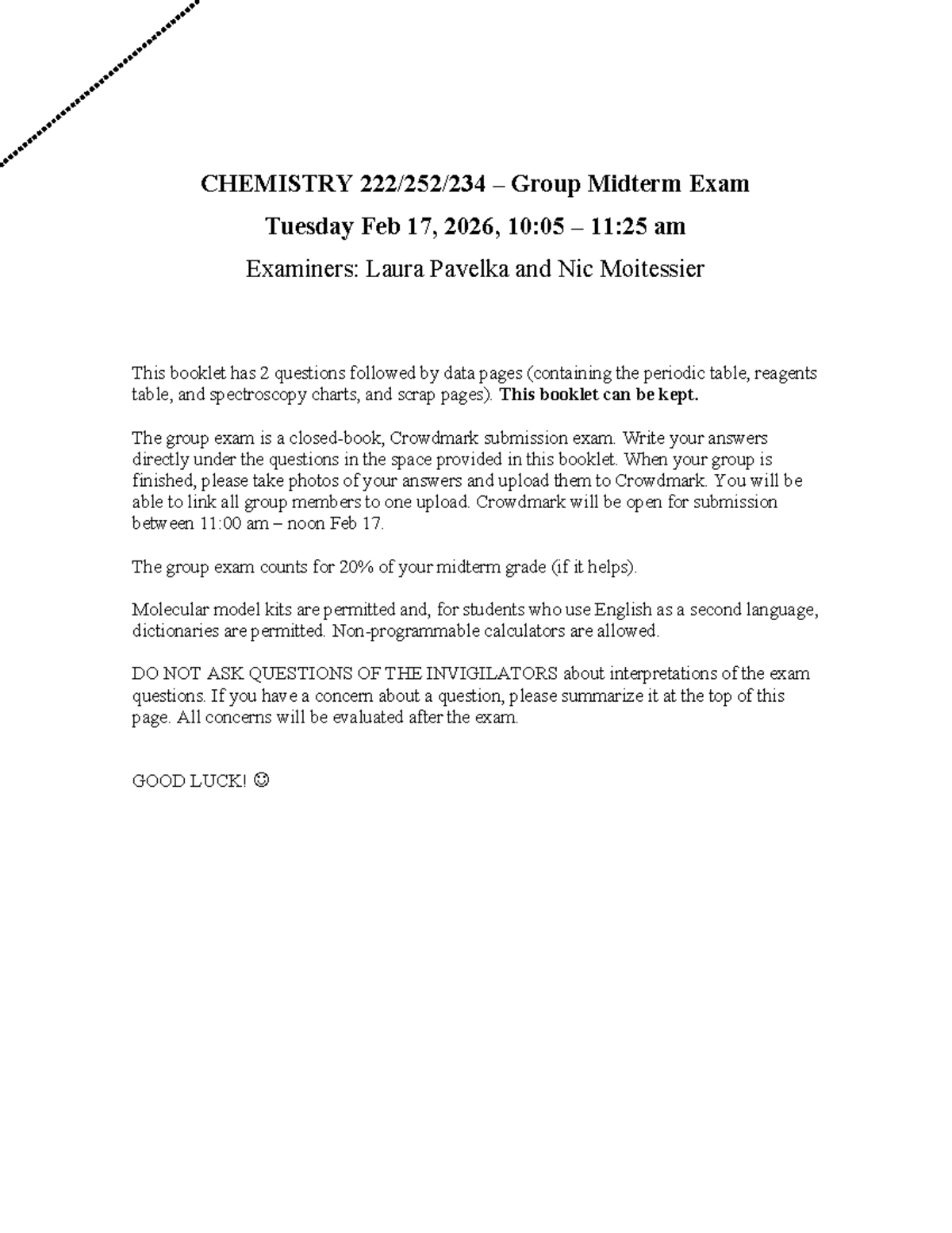 Chem222-234 Group Midterm Exam Solutions - Winter 2026 - Studocu