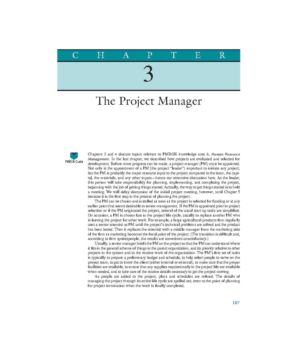 Chapters 3 & 4: The Role of the Project Manager in PMBOK Guide - Studocu