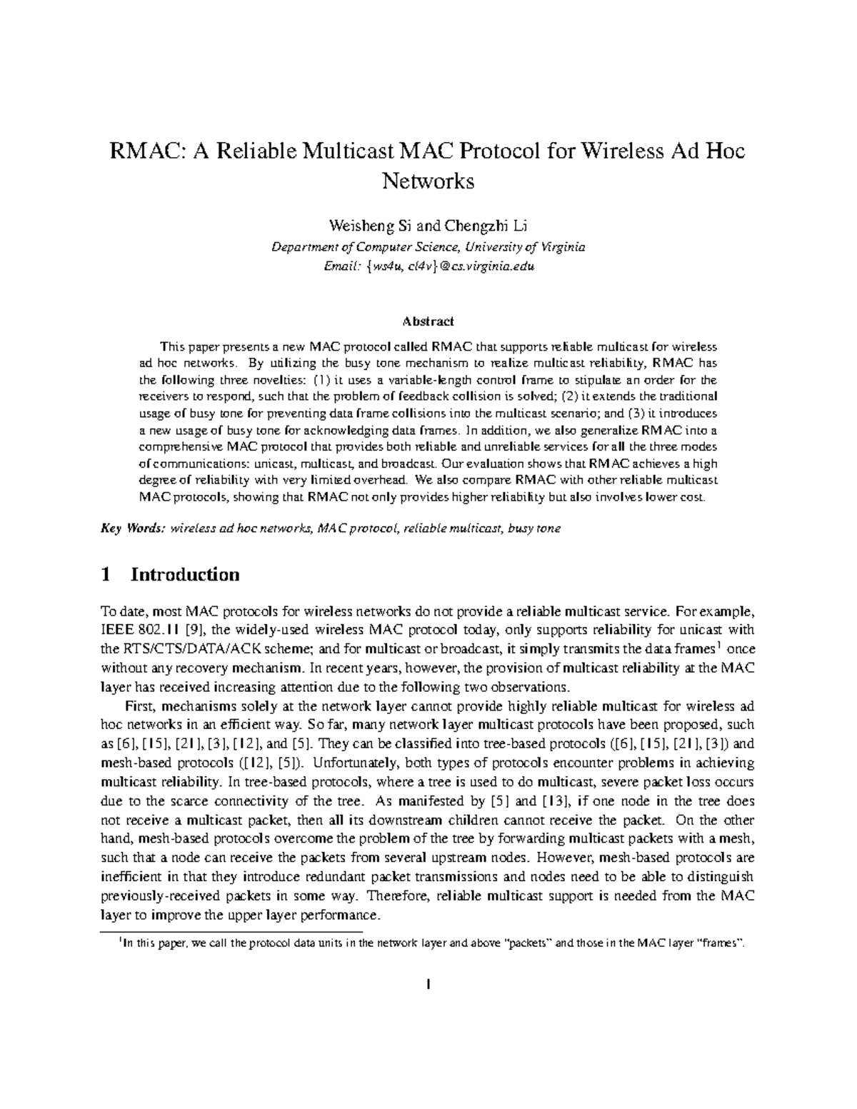 RMAC: Reliable Multicast MAC Protocol for Wireless Ad Hoc Networks ...
