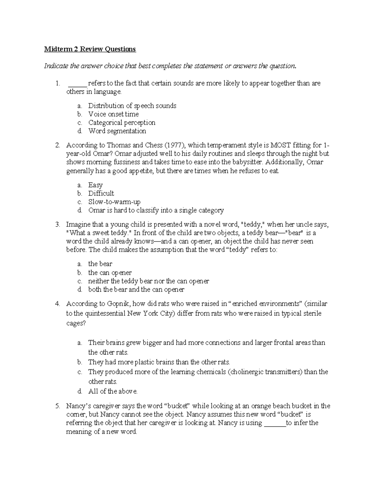 Midterm 2 Practice Test Questions and Answers for PSY 101 - Studocu