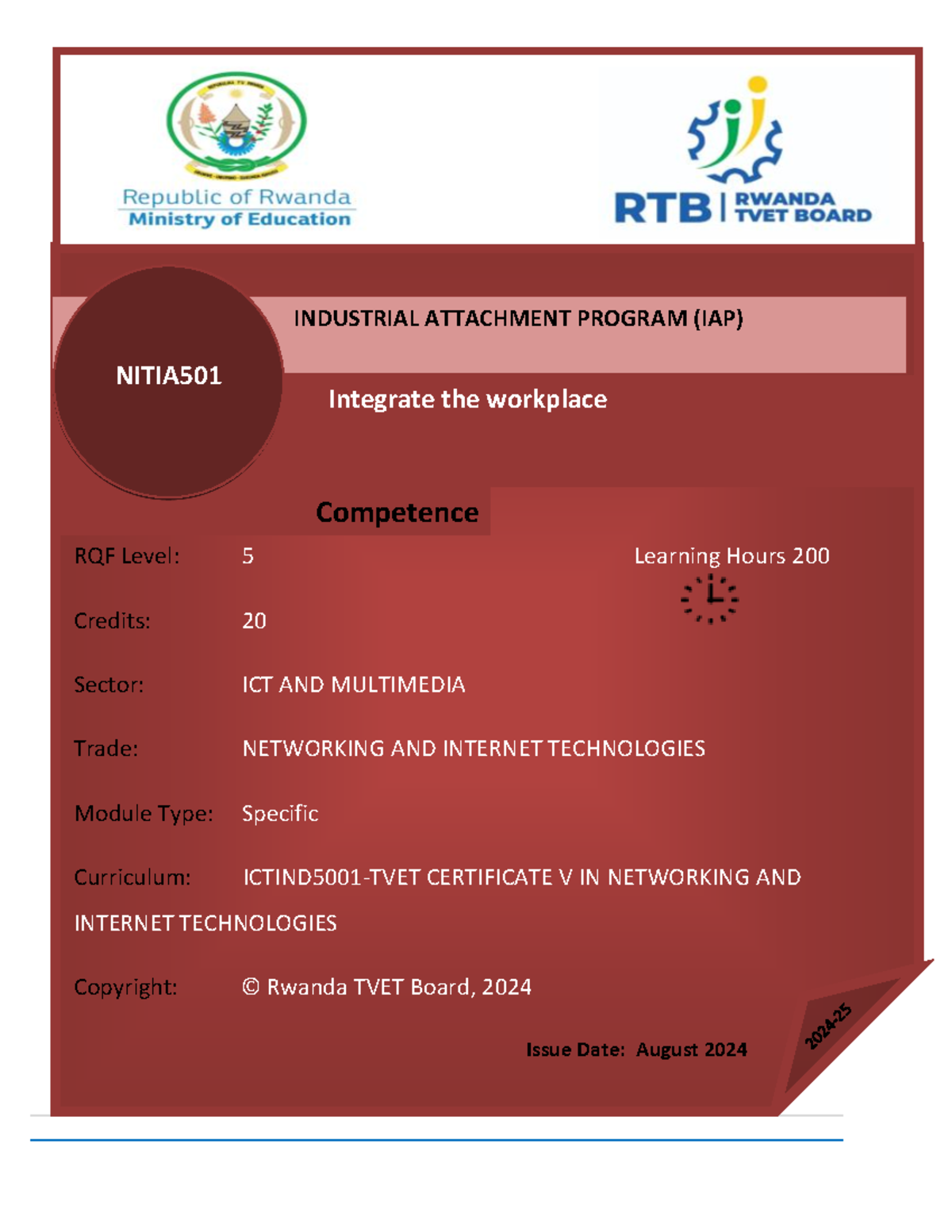 NITIA501 Industrial Attachment Program: Integrating Workplace ...
