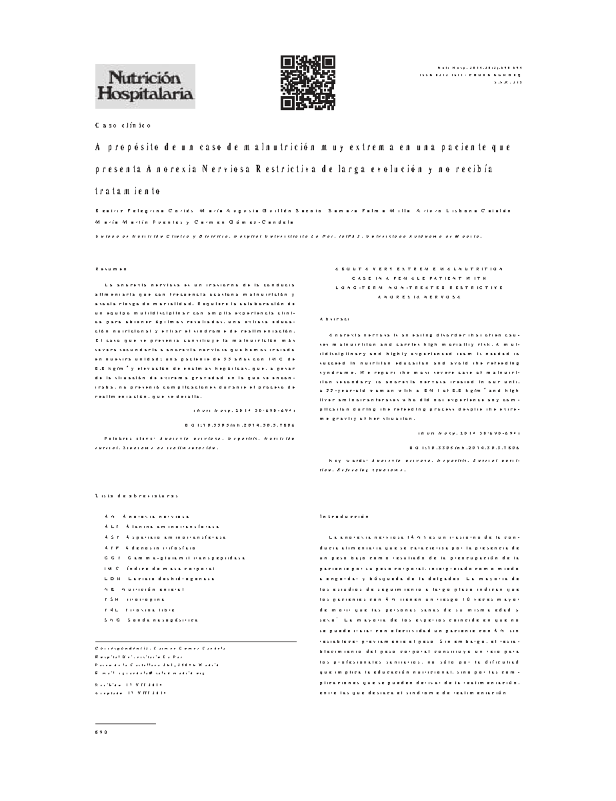 Caso Clínico: Malnutrición Extrema en Anorexia Nerviosa Restrictiva ...