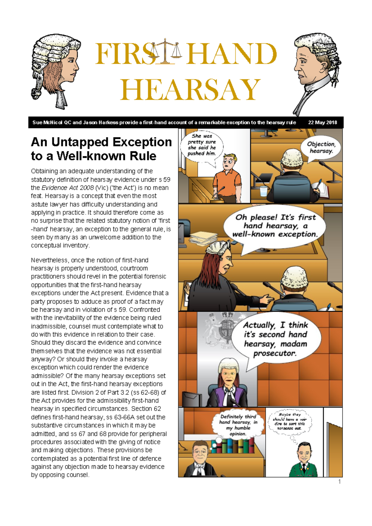 First-hand Hearsay Explained: Evidence Act 2008 (CPD Paper) - Studocu