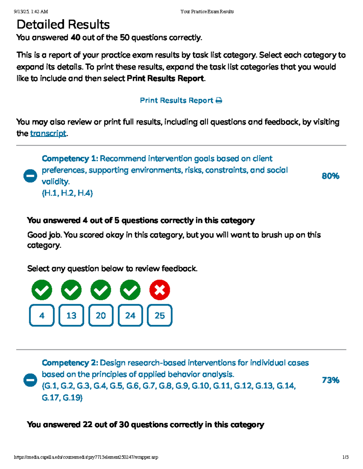 PSY 7713 Practice Exam Results: Detailed Performance Review - Studocu