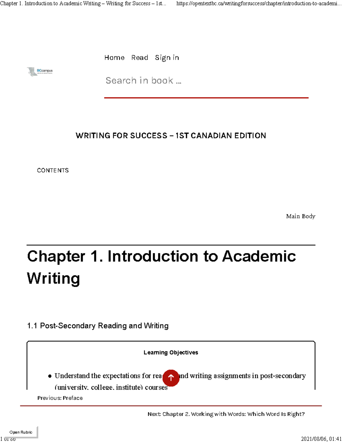 Chapter 1: Introduction to Academic Writing - Writing for Success 1st ...