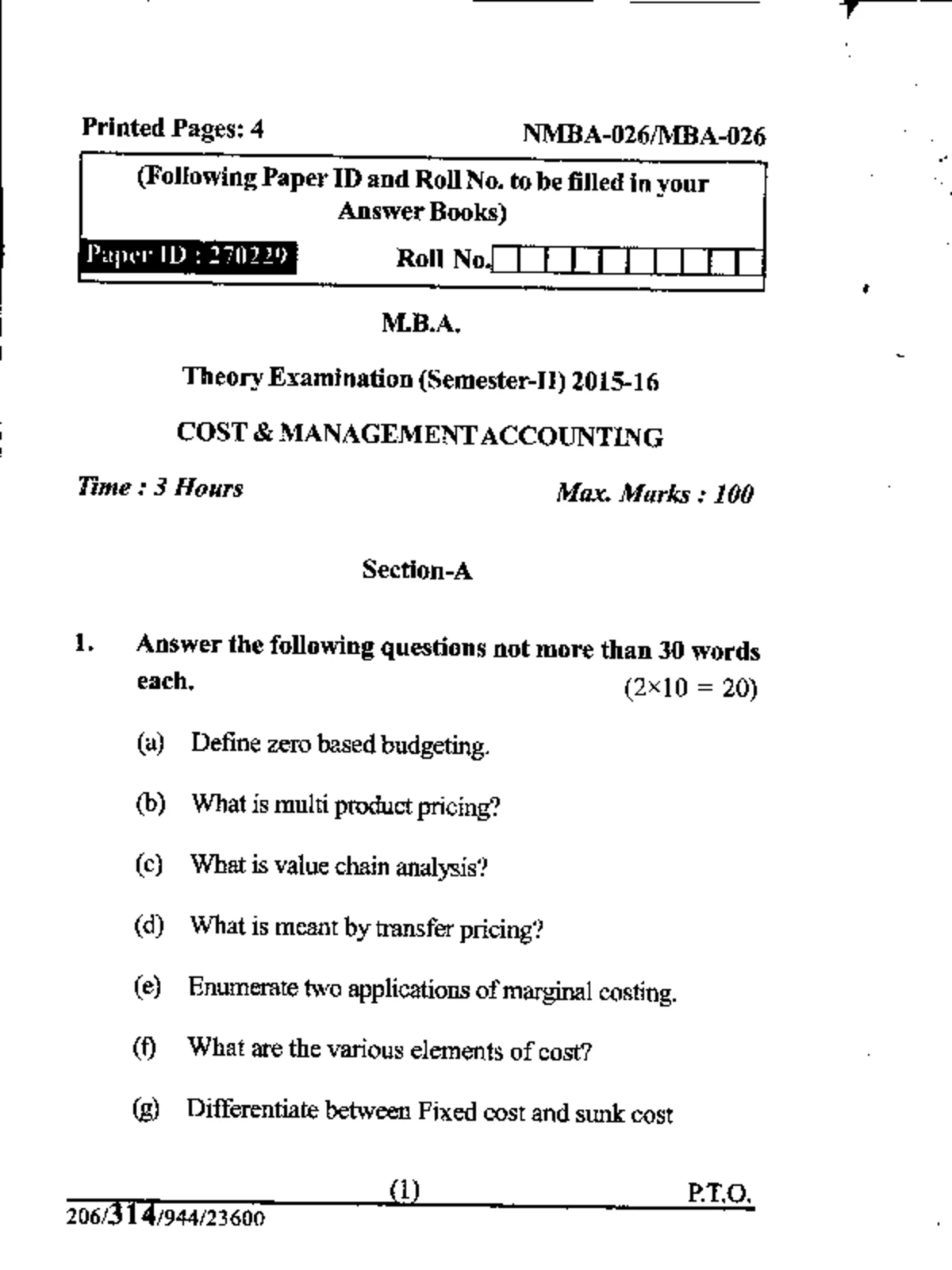 MBA 2 Sem Cost & Management Accounting NMBA026 Exam Notes 2019 - Studocu