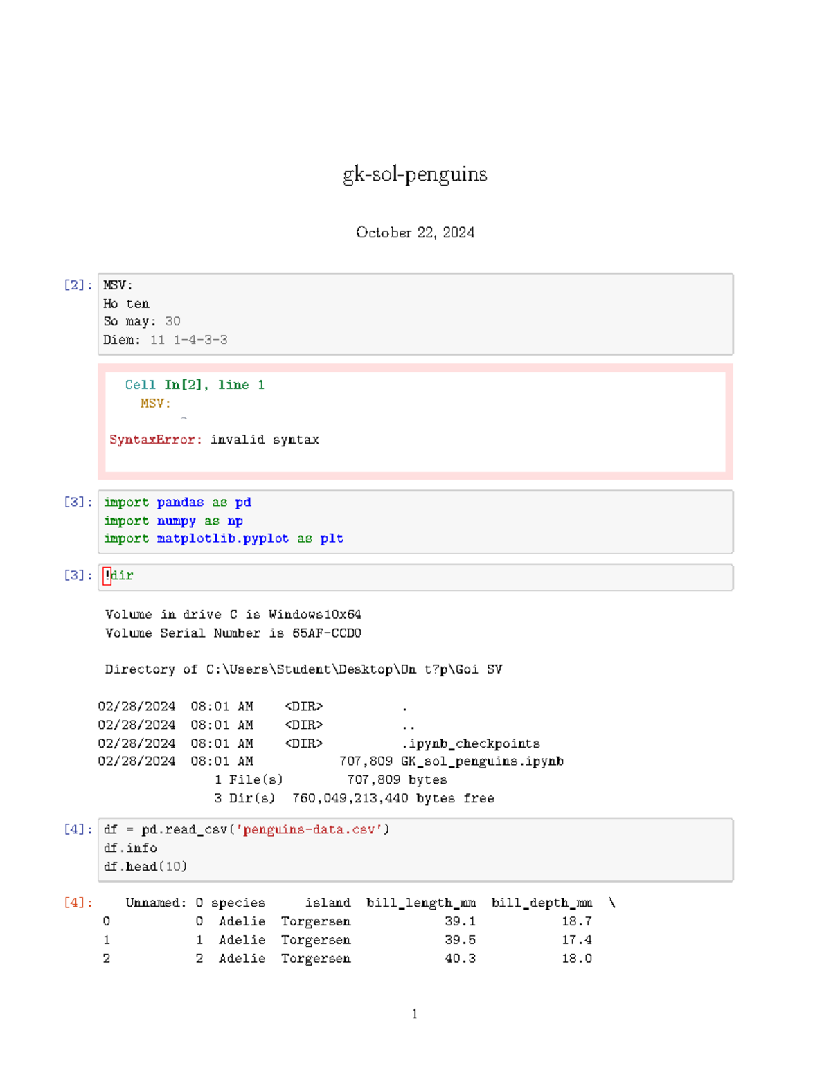 Gk-sol-penguins: Data Analysis & Visualization in Python (MSV) - Studocu