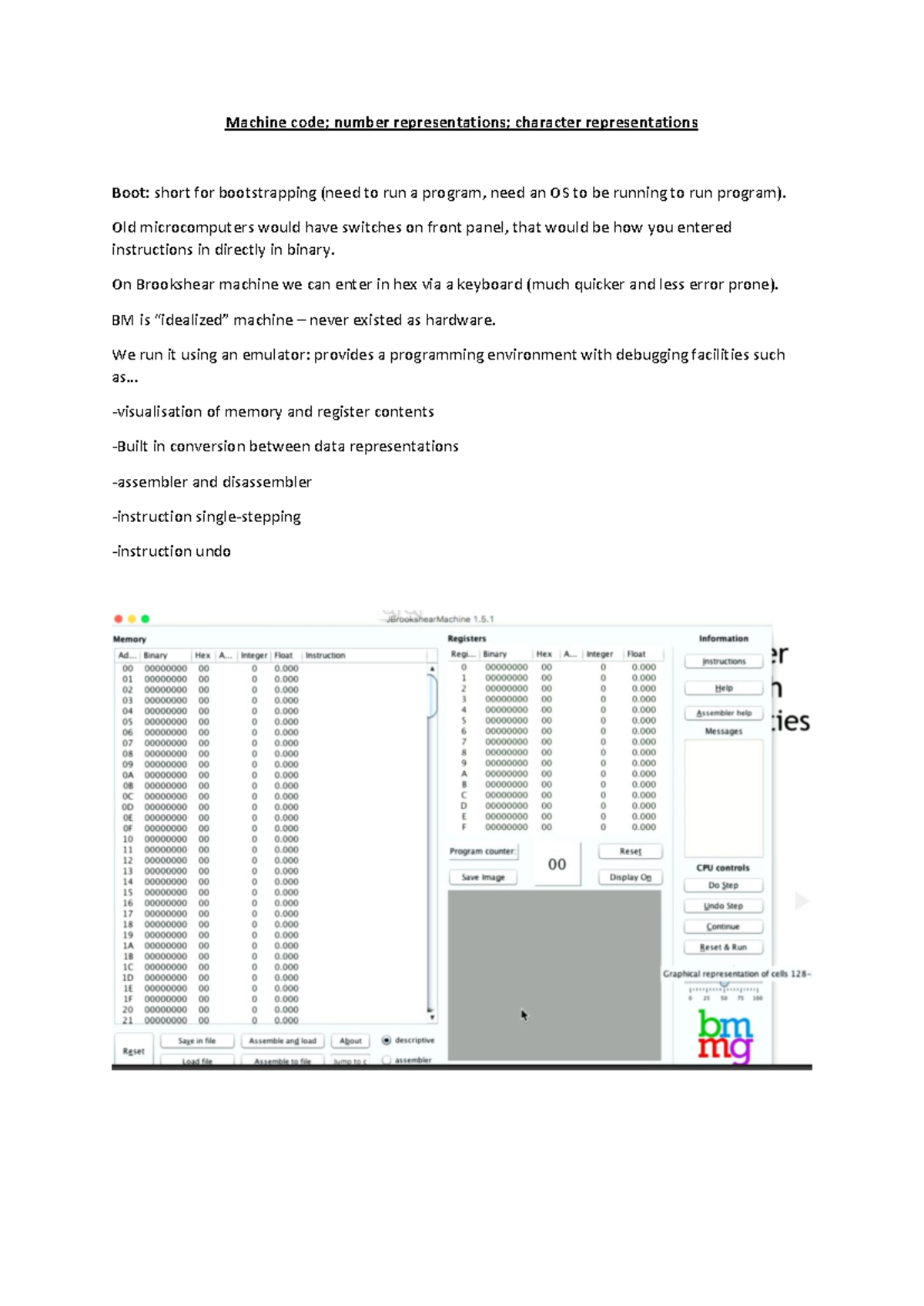Machine Code Insights and Brookshear Concepts - 18-03-19 - Studocu