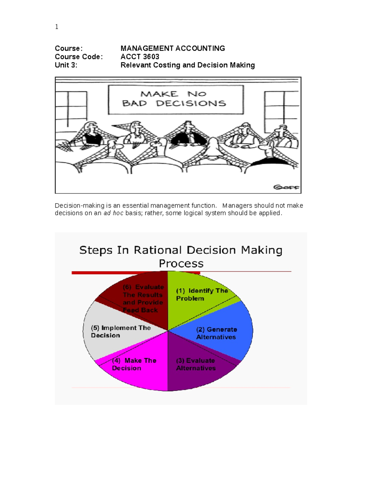 Relevant costs and Decision Making with answers March 20 2023 - Course ...