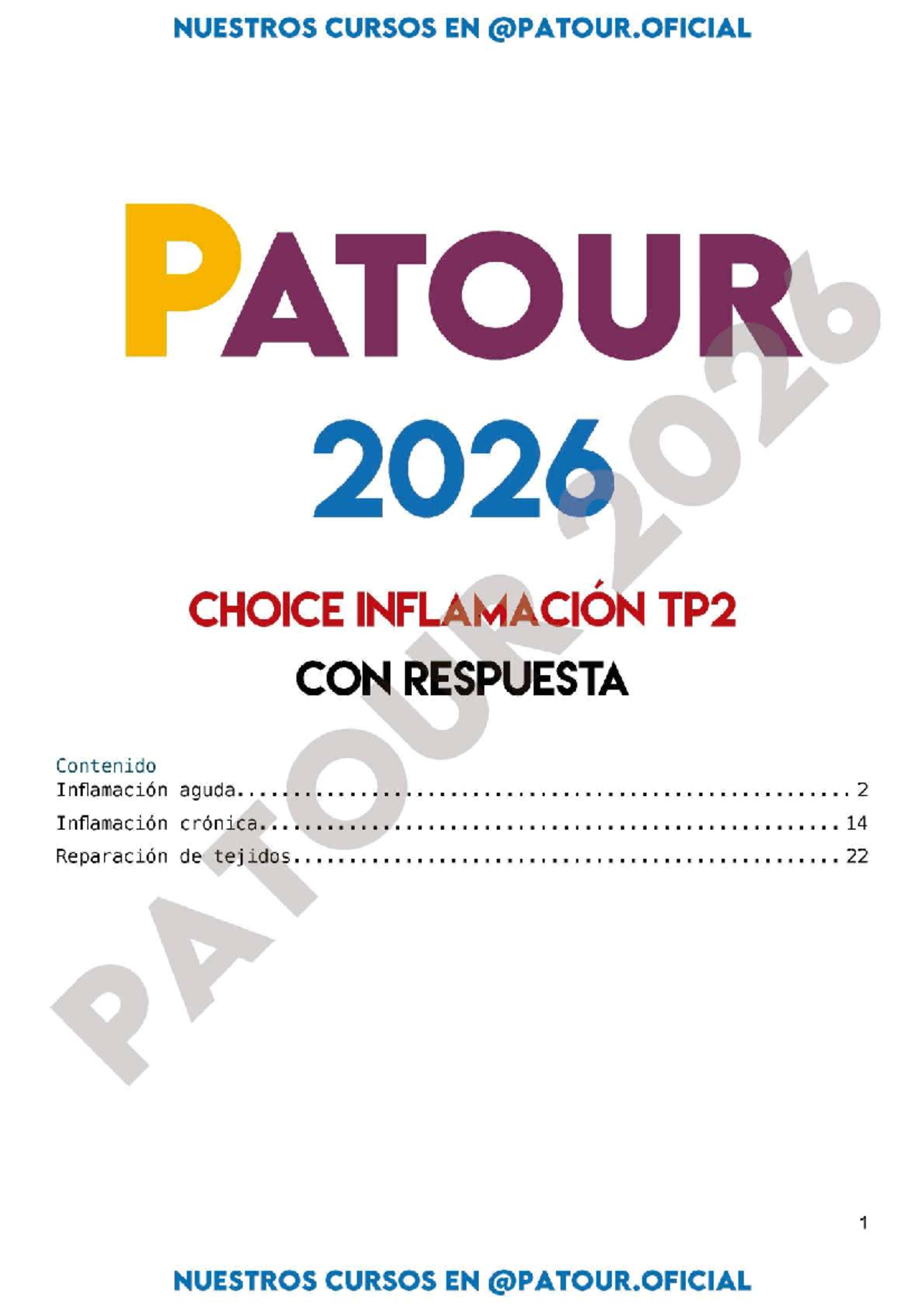 NUESTROS CURSOS EN PATOUR 2026: TP2 Elección sobre Inflamación - Studocu