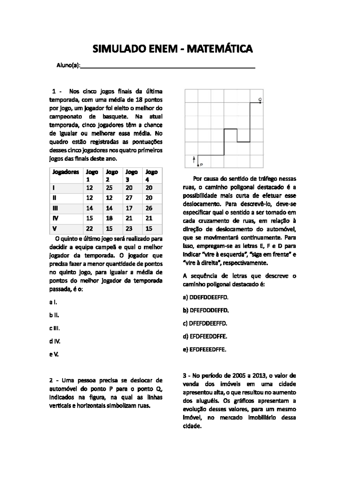 Simulado ENEM Matemática: Questões e Respostas Detalhadas - Studocu