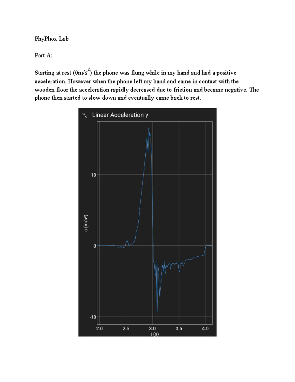 Physics 1300: PhyPhox Lab Part A - Acceleration Analysis - Studocu