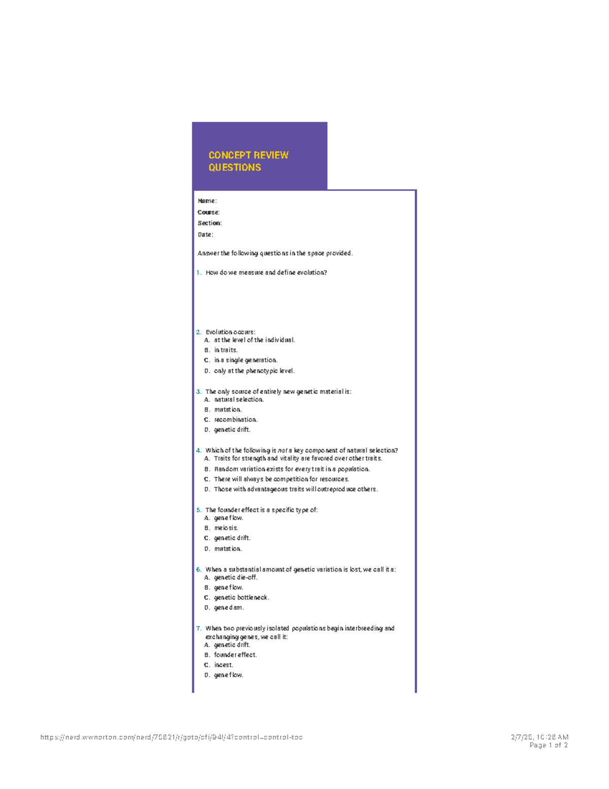 Biological Anthropology Lab Manual & Workbook Concept Review and Q&A