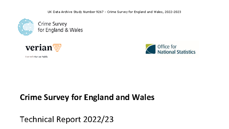 CSEW 9267 Technical Report Volume 1: Survey Methodology Insights - Studocu