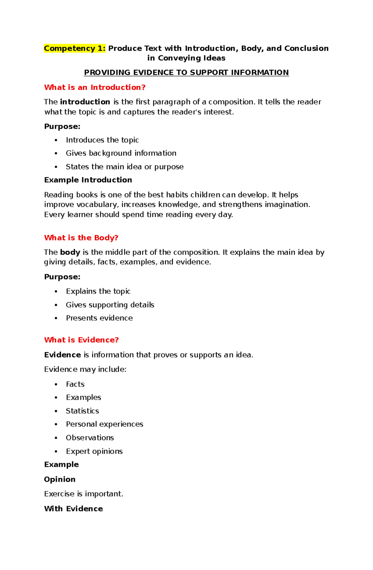 English 6 Module 8: Writing Introductions, Bodies, and Conclusions ...