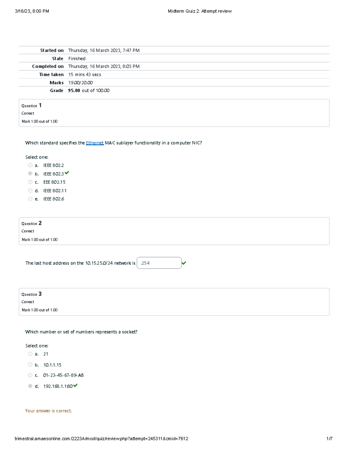 Midterm Quiz 2 Data Communication and Networking 1 - Started on ...