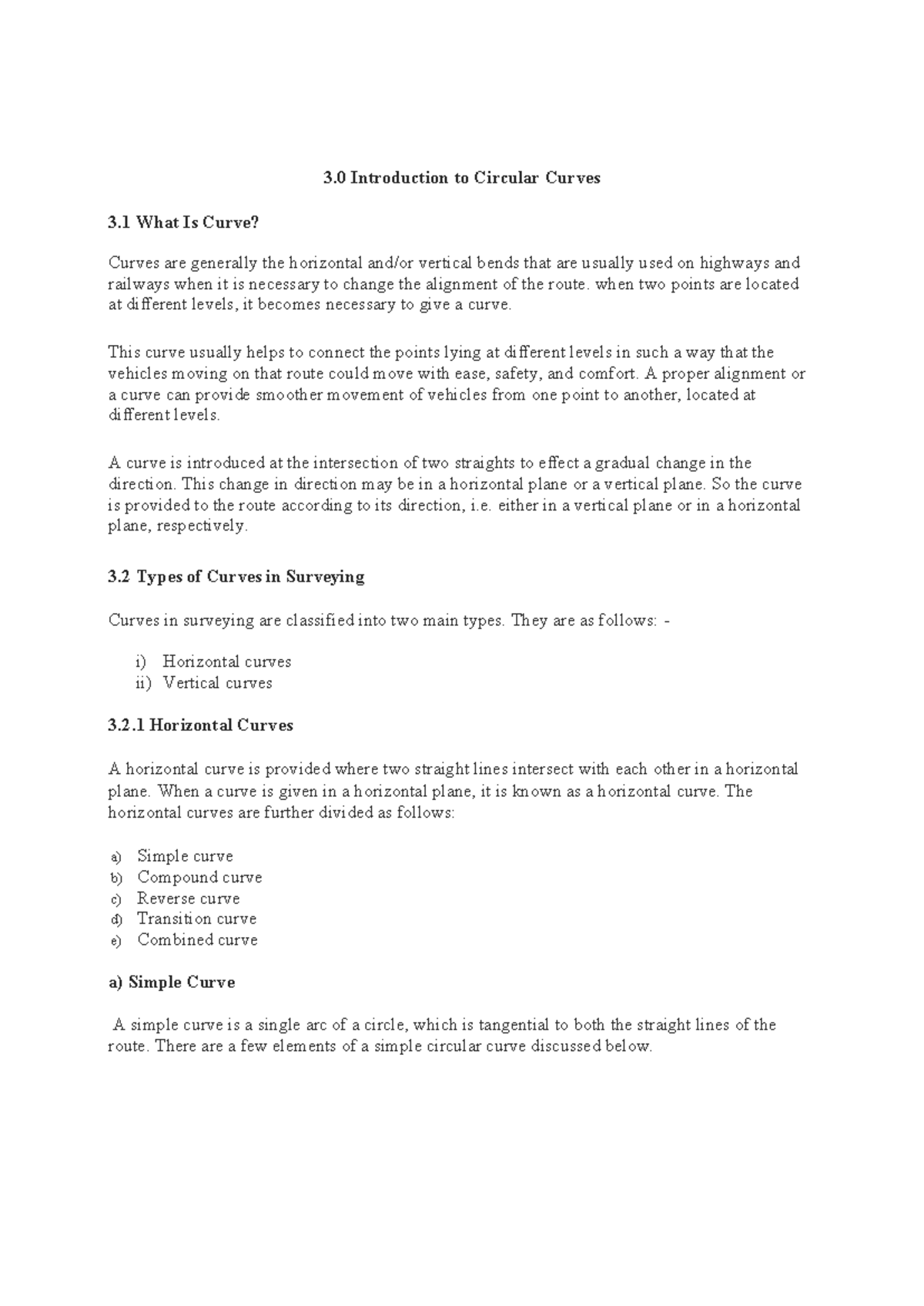3.0 Introduction to Circular Curves: Types and Applications in ...