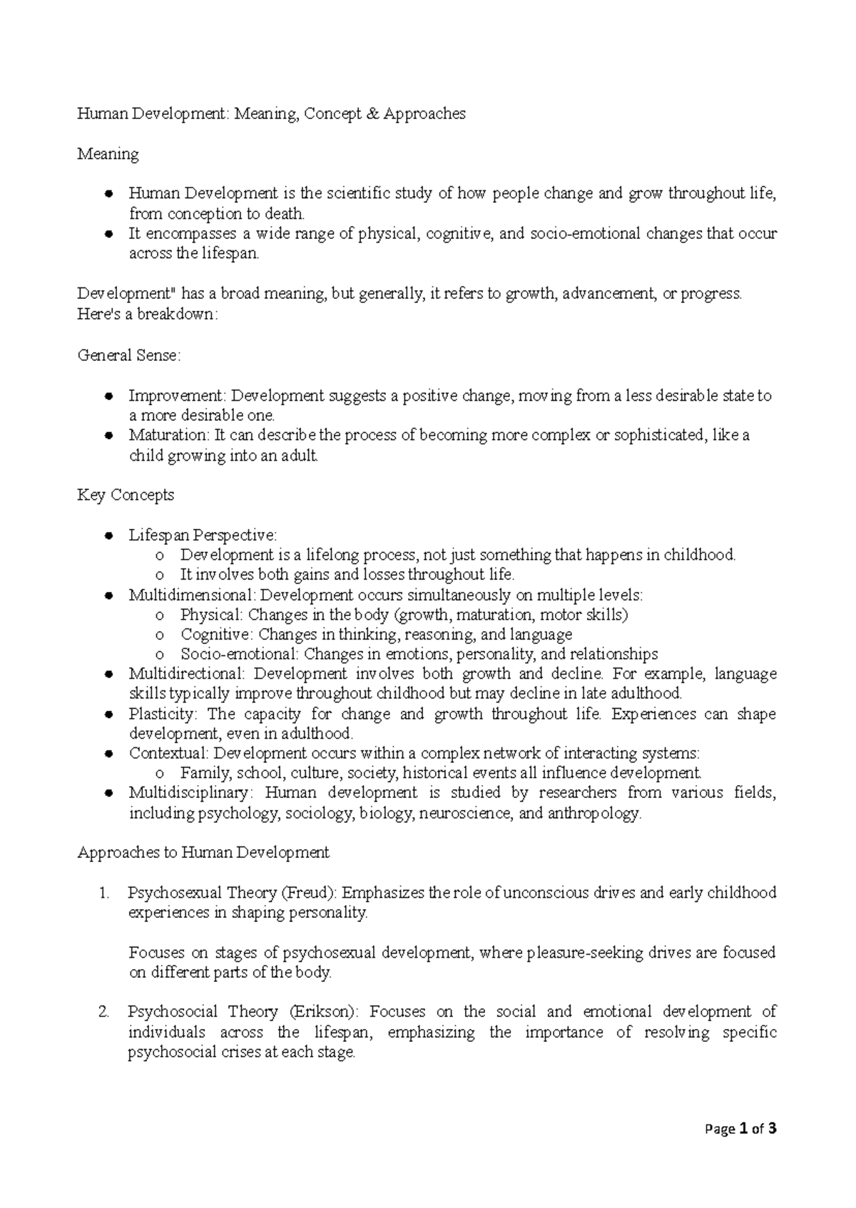 Human Development: Key Concepts and Theories Overview - Studocu